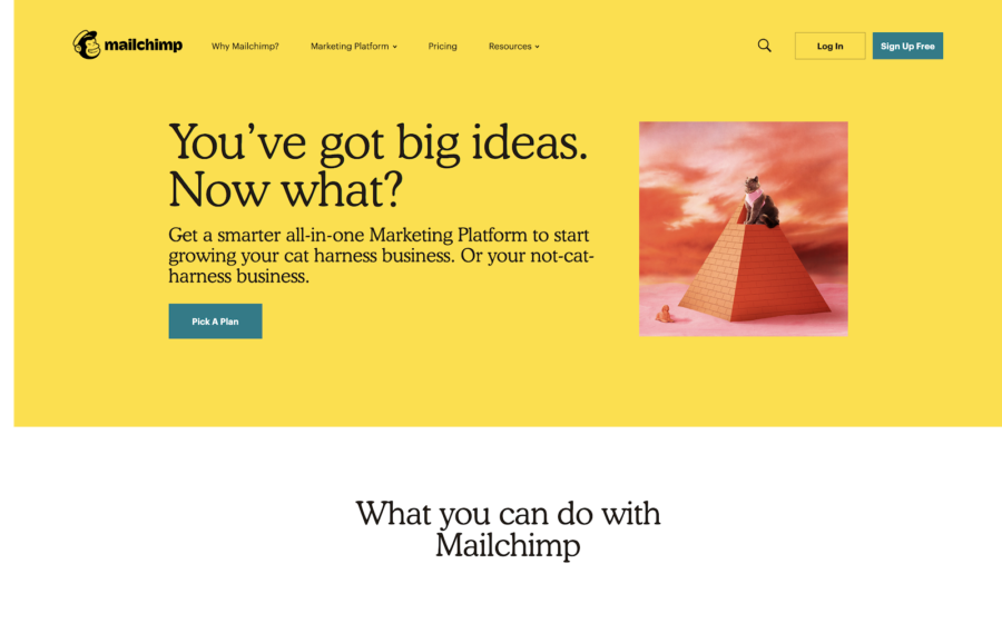 Mailchimp homepage