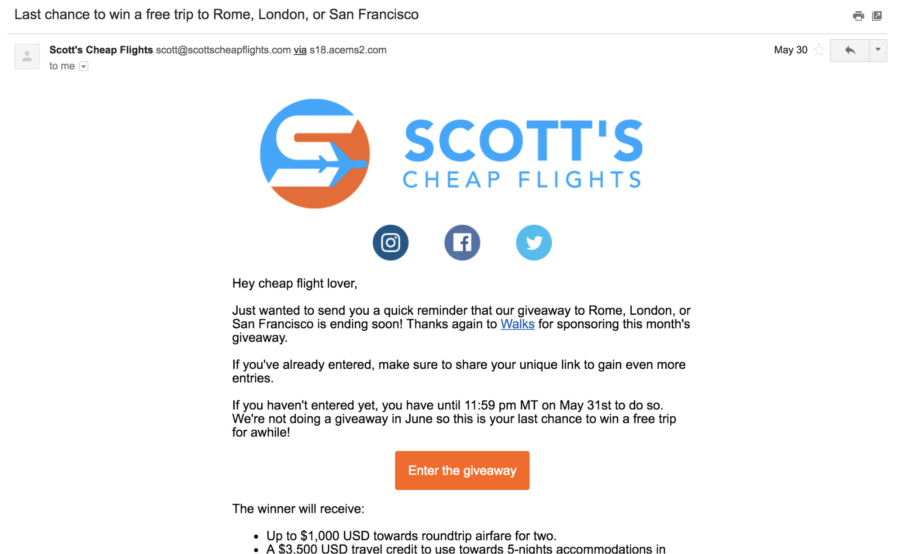 Scott's Cheap Flights How to Build an Email List