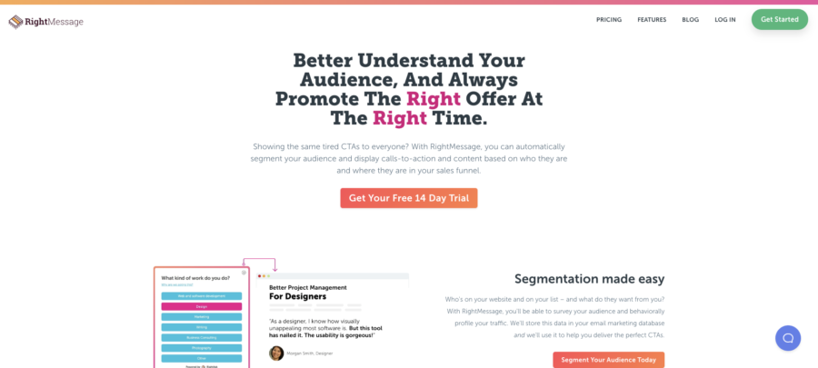 RightMessage Website Personalization Tools