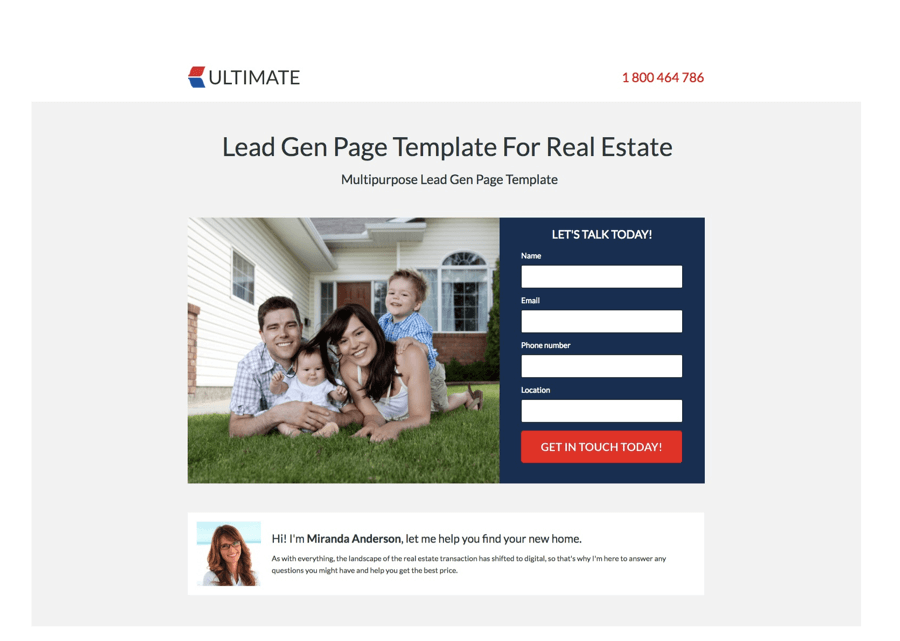 instapage lead landing page