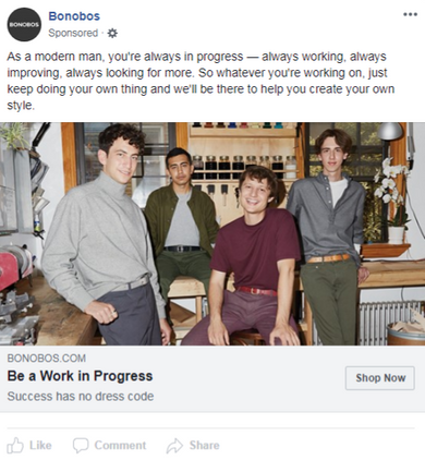 bonobos facebook ad examples
