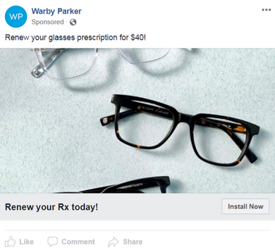 warby parker facebook ad examples